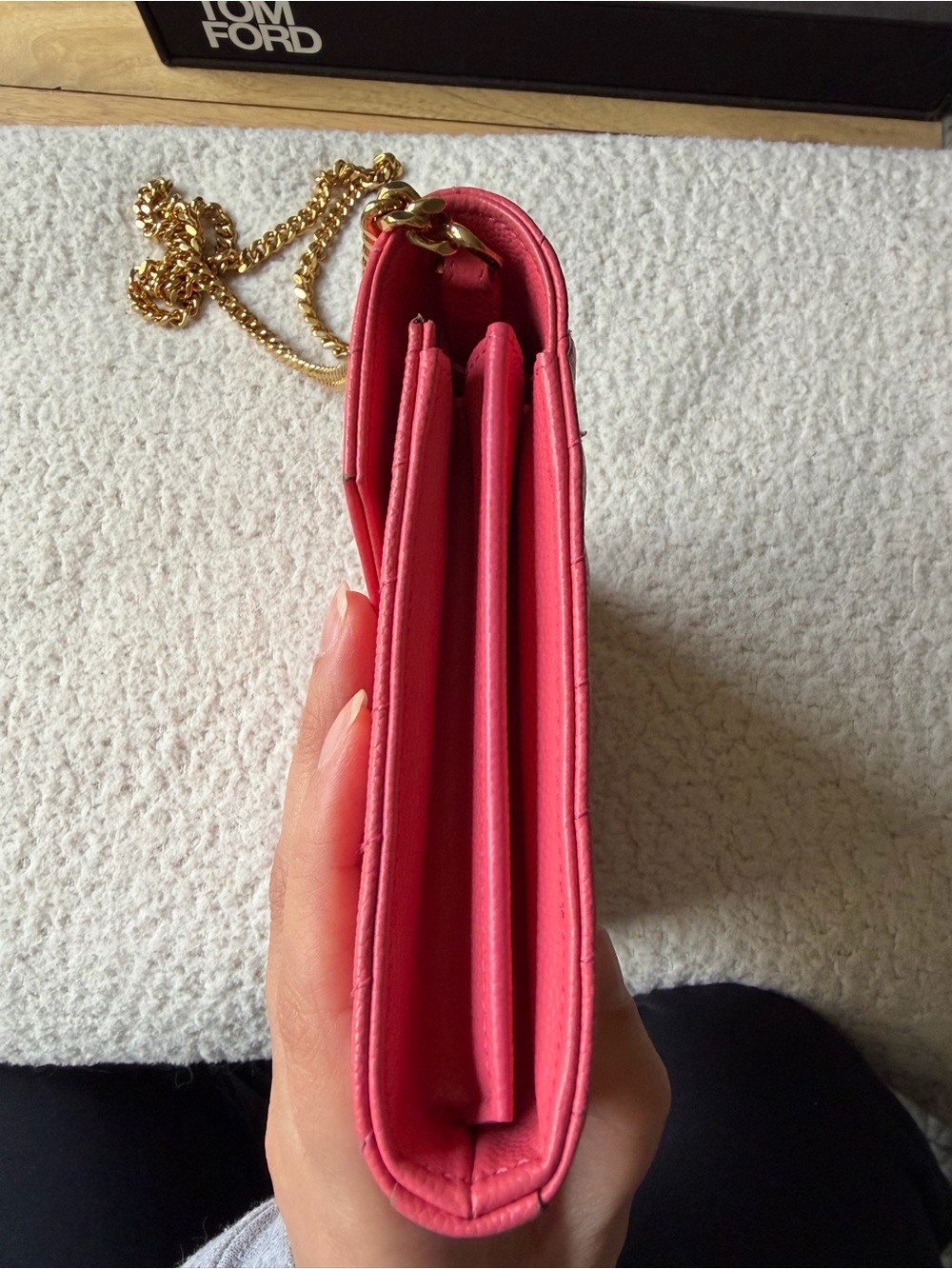 Saint Laurent Pink Cassandre Wallet on Chain Envelope Crossbody - Picture 6 of 16